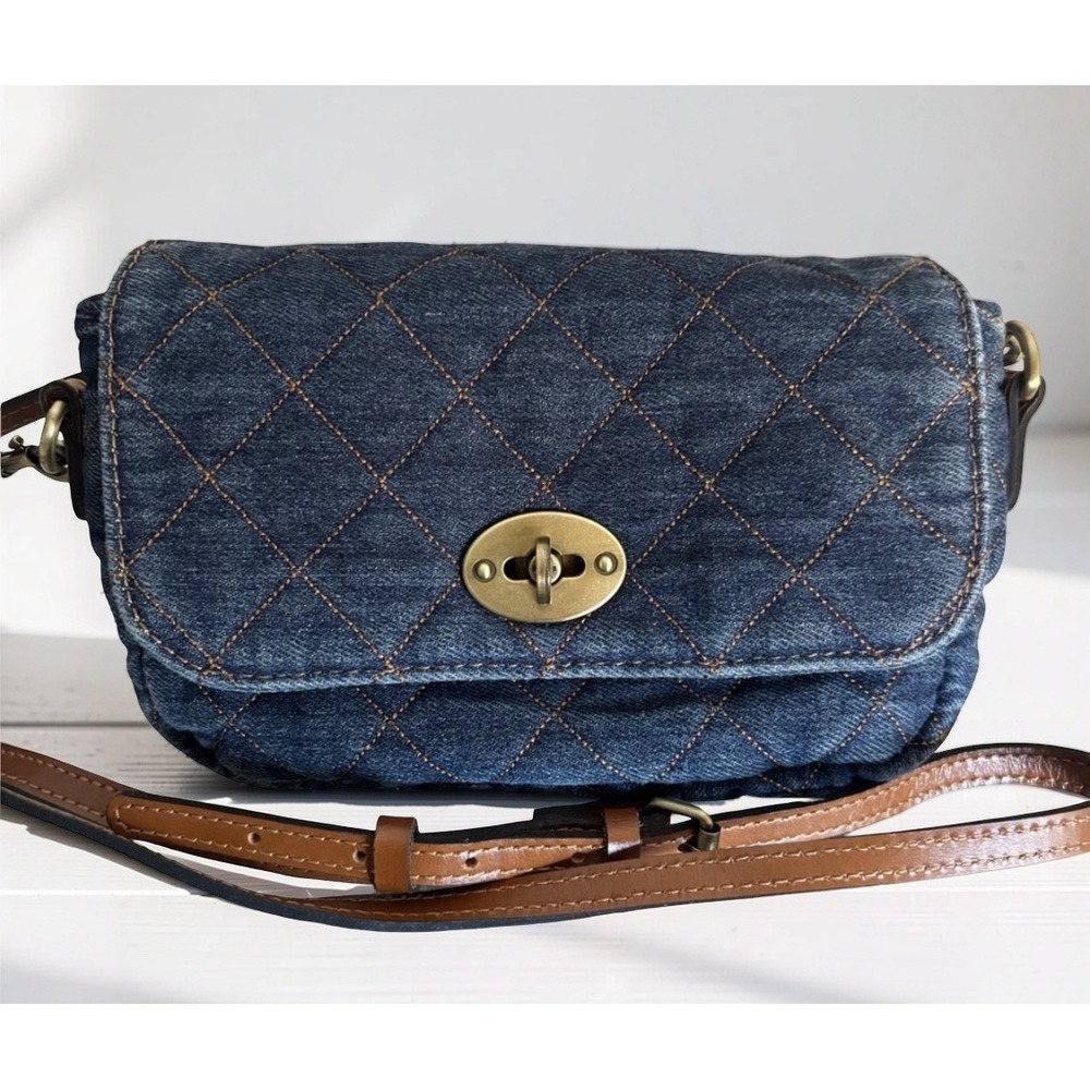 NWT Patricia Nash Quilted Blue Dark Denim Bonny Crossbody turnlock